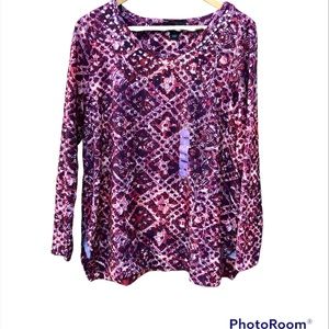 NWT Shirt Blouse Multicolor Studded Long Sleeve sz. Small Erika